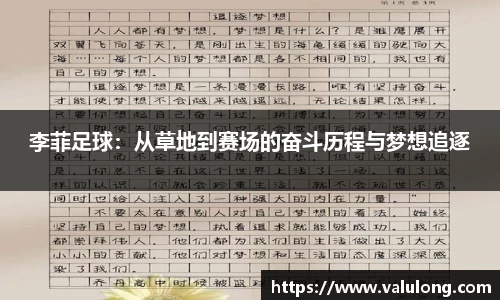 李菲足球：从草地到赛场的奋斗历程与梦想追逐